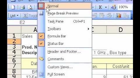 Microsoft Office Excel 2003 Create a custom view