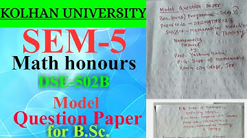 Kolhan University  (sem-5) (math honours) (DSE-502B) question papers for B.Sc ।। #kolhanuniversity