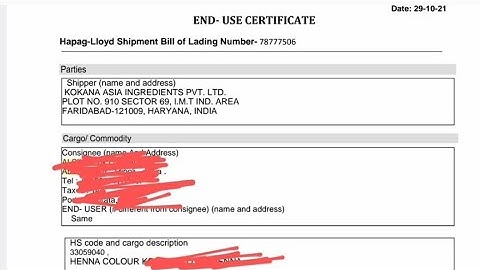 What is end use certificate in import ? What is the non hazard & Hazard Declaration?