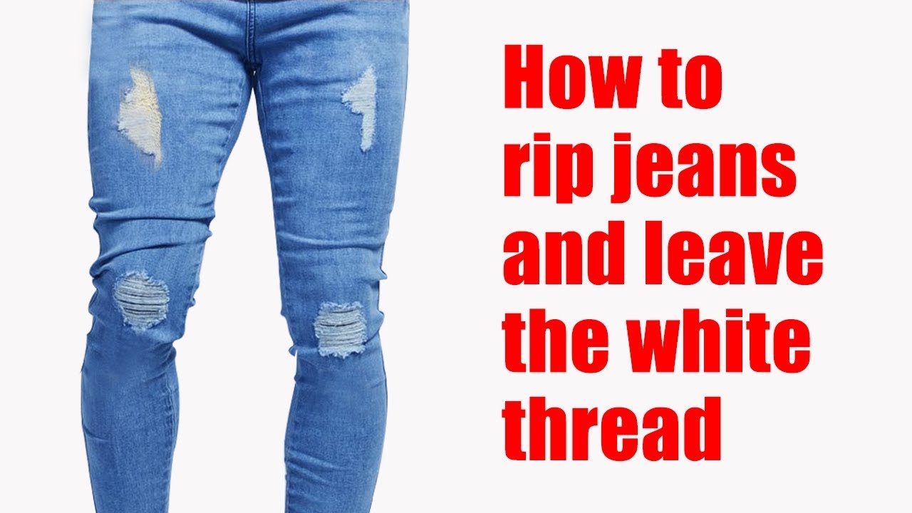 white thread jeans