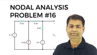 3.16 Nodal Analysis Numerical Example #16 in English | Basic Electrical Engineering