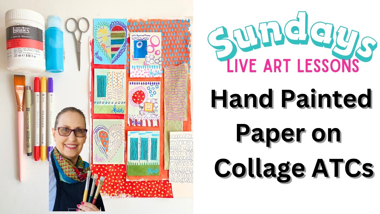 Handmade Collage Paper Artist Trade Cards ACEOs Live Painting 🎨#artisttradingcard #collage #aceo