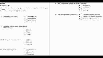 Listening B1, PET 3, Test 2, Part 2