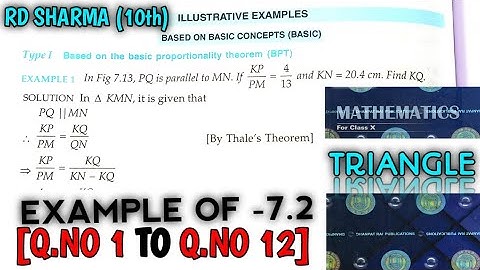 RD SHARMA CLASS 10 TRIANGLE EXAMPLE OF EX-7.2[Q.NO-1 TO 12] MATH FEAR | CHAPTER 7 | CBSE