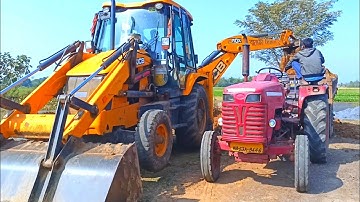 New Jcb 3dx Backhoe Loader Machine Loading Red Mud In Mahindra 295 DI Tractor | Jcb Video