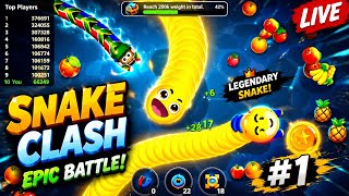 Snake Clash Epic Battle Gameplay | Giant Yellow Snake Dominates the Arena 🏆 | Ultra HD 4K #video