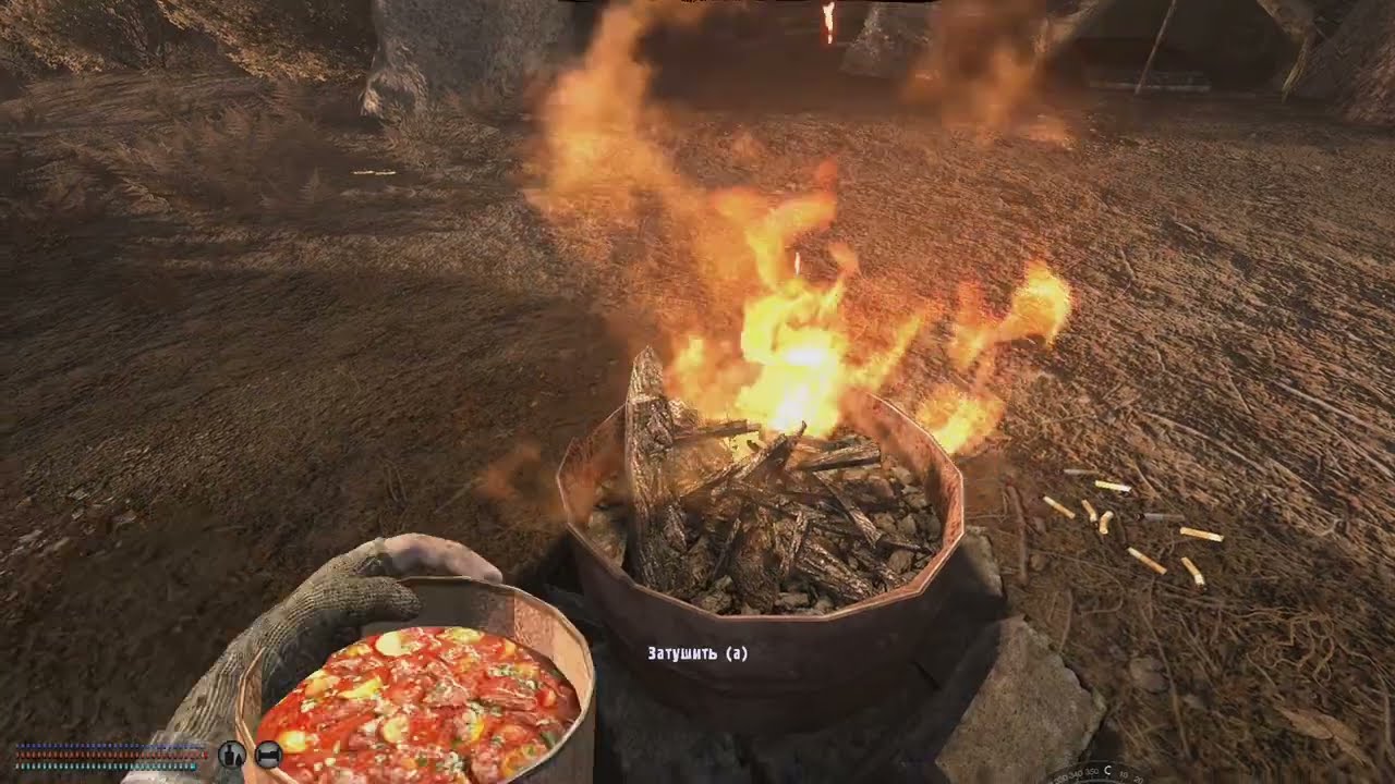 ☢ S.T.A.L.K.E.R. AC mod #14. Готовка еды и жарка мяса на костре! ☢