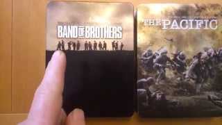 band of brother's dvd tin, and the pacific, blu-ray tin set's
