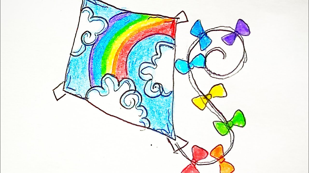 EASY KITE DRAWING KITE 🪁DRAWING MAKAR SANKRANTI DRAWING 