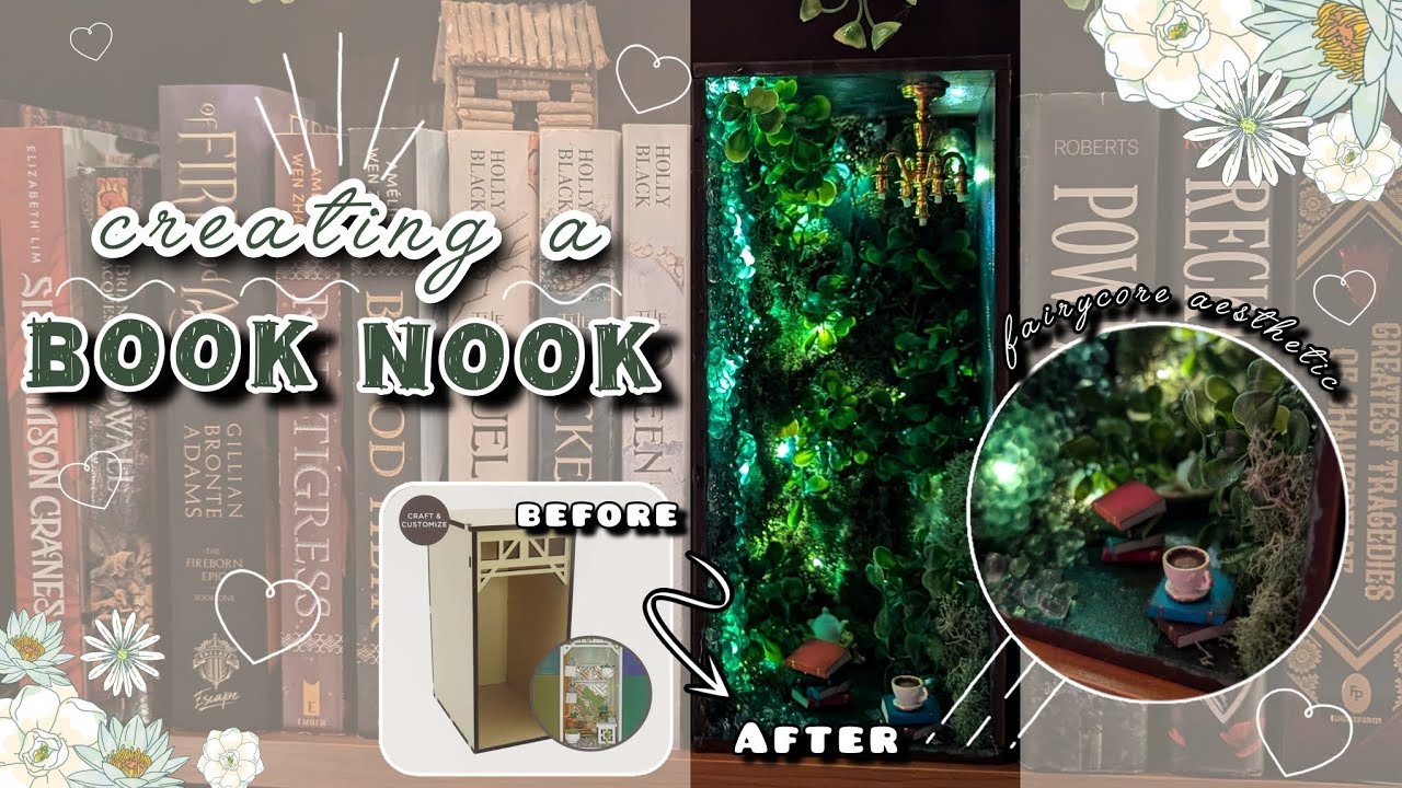 I made an Enchanted Forest Book Nook FROM SCRATCH || fairycore aesthetic 🧚‍♀️🍄🦋🌿