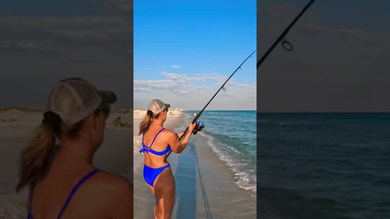 Bikini fishing #fishing #fyp #bikini #girl #fish #beach