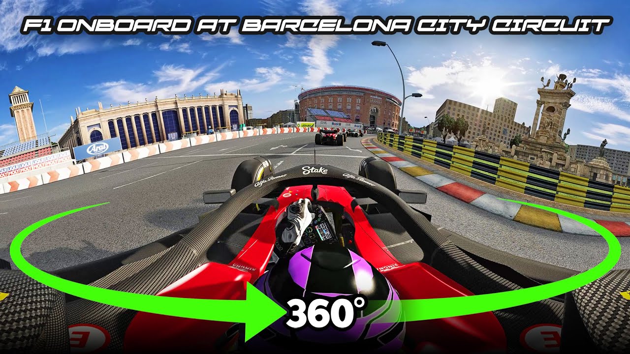 360° F1 onboard insane speed at Barcelona City Circuit VR Experience 