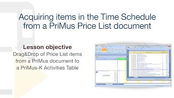 PriMus KRONO Tutorial - Acquiring an Activity from PriMus - Price List items - ACCA software
