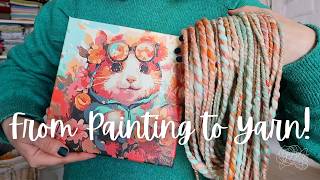 Spinning an Art Yarn Inspired by a Paint by Number Painting I made! 🖼️ Art Inspiration #spinning