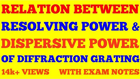 RELATION BETWEEN DISPERSIVE POWER AND RESOLVING POWER OF GRATING || WITH EXAM NOTES ||