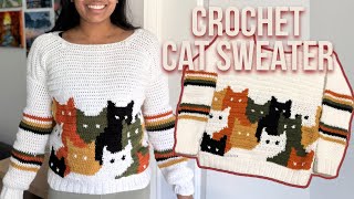 Crochet Cats Sweater Tutorial | Vintage | Cat Sweater 