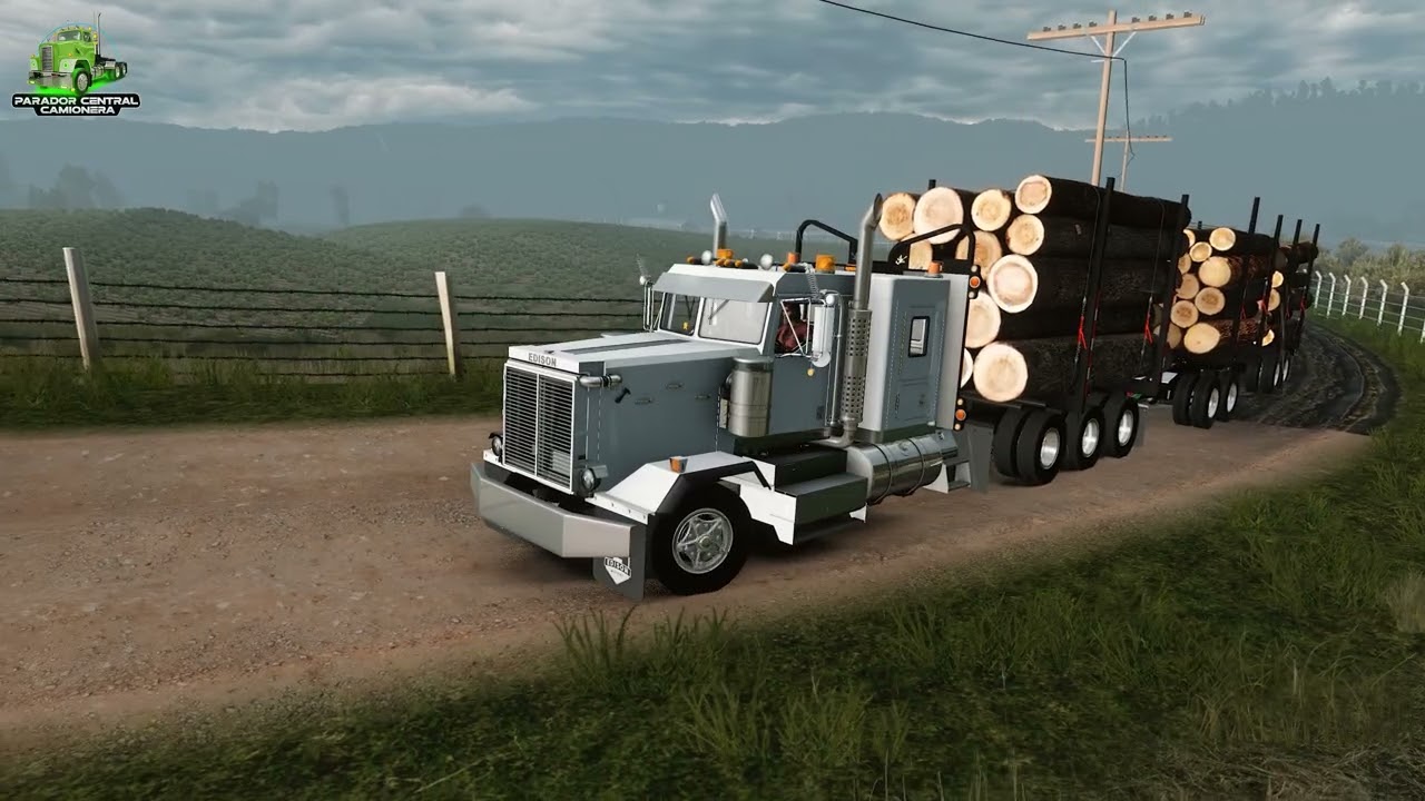 4K 😎✌️Edison Motors + Double logger trailer  😉 Colombia Real Map.