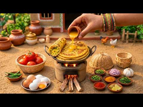 Crispy Egg Paratha at Home Recipe 🥚🥘 Indian Village Cooking ASMR 🐣 Yummy Cooking