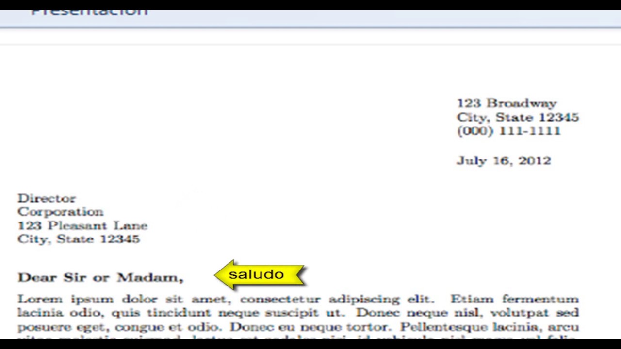 Carta formal en inglés - YouTube