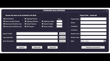 STANDARD BoQ EXPORTER - Revit Add-in
