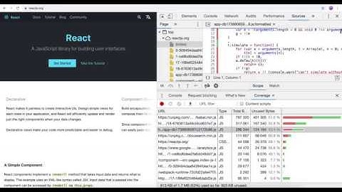 Accessing the Coverage tool in Chrome Dev Tools