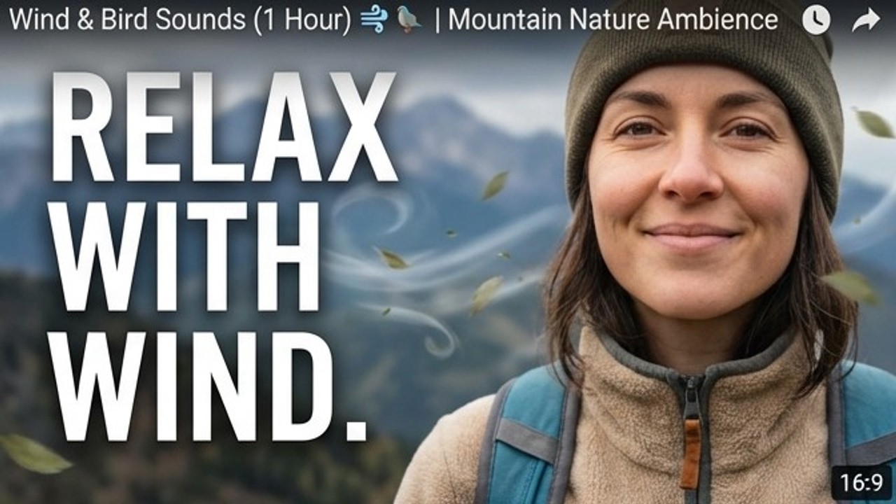 Wind & Bird Sounds (1 Hour) 🌬️🐦 | Mountain Nature Ambience