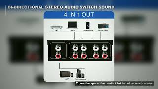 4 Way Bi-Directional RCA Stereo Audio Switch 1 In 4 Out or 4 In 1 Out L/R Jack Sound Channel RCA Aud