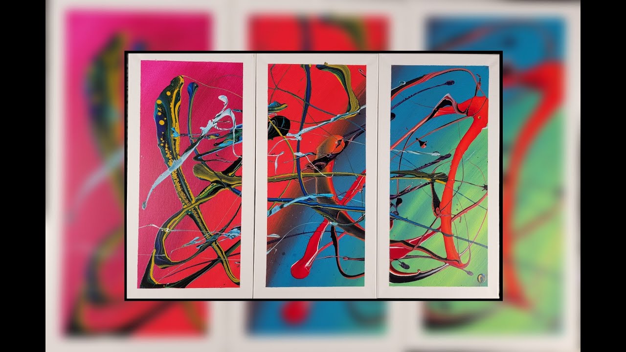ABSTRACT ART PAINTING / DEMO WITH ACRYLIC PAINT AND MASKING TAPE ...