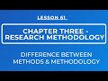 Lesson 61  research methodology  difference between methodology and methods