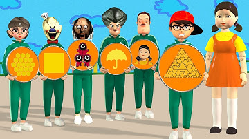 Scary Teacher 3D vs Squid Game Trying Dalgona Candy Level Max Shapes Challenge Miss T vs 5 Neighbor