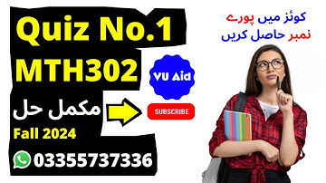 mth302 quiz 1 fall 2024 | mth302 quiz 1 2024 | mth302 quiz 1 solution fall 2024 | VU Aid
