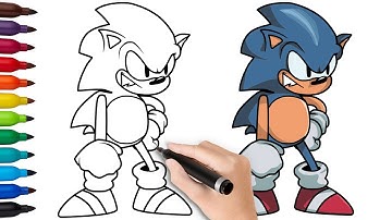 HOW TO DRAW SONIC EXTRA LIFE | Friday Night Funkin (FNF) - (Draw & Color)