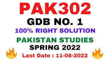PAK302 GDB NO. 1 SPRING 2022 || 100% RIGHT SOLUTION || PAKISTAN STUDIES || BY VuTech