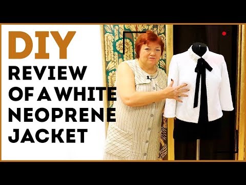 DIY: Review of a white neoprene jacket. How to decorate the items with the pearls. Sewing tutorial.