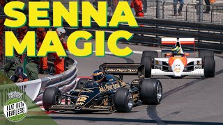 Ayrton Senna's McLaren and Lotus F1 cars fly round Monaco in amazing tribute