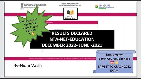 NTA-NET-RESULTS DECLARED || December 2020-June 2021