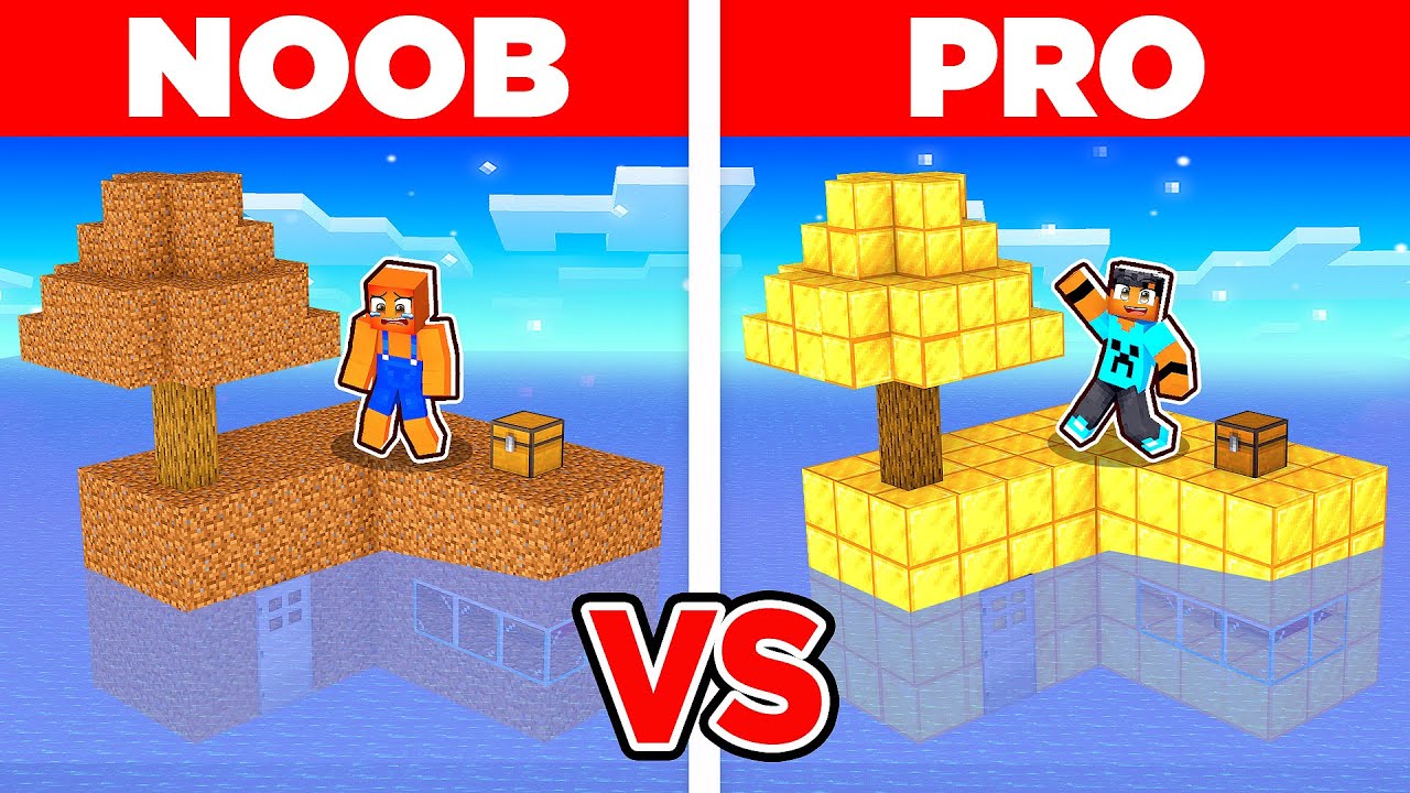 NOOB vs PRO Em um SKYBLOCK NO MAR do Minecraft