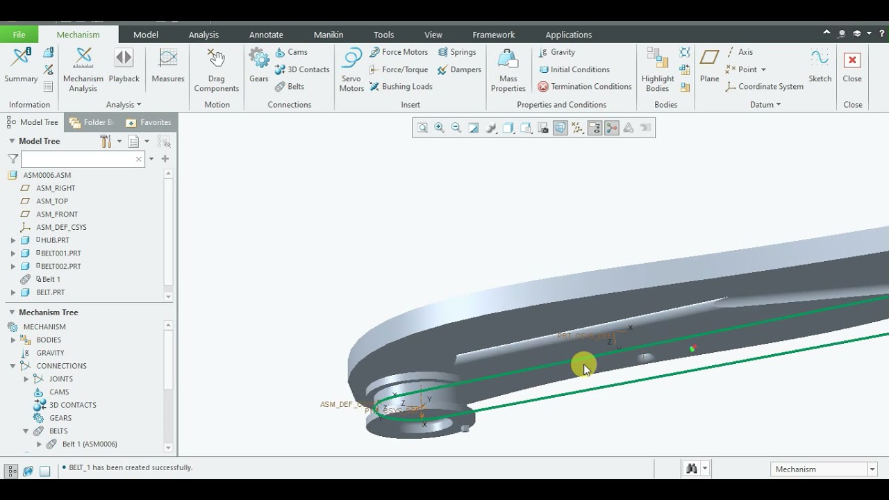 PTC creo open Belt drive assembly and mechanism for beginner in hindi