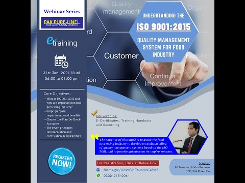E-Training Understanding the ISO 9001:2015 Quality Management System for Food Industry