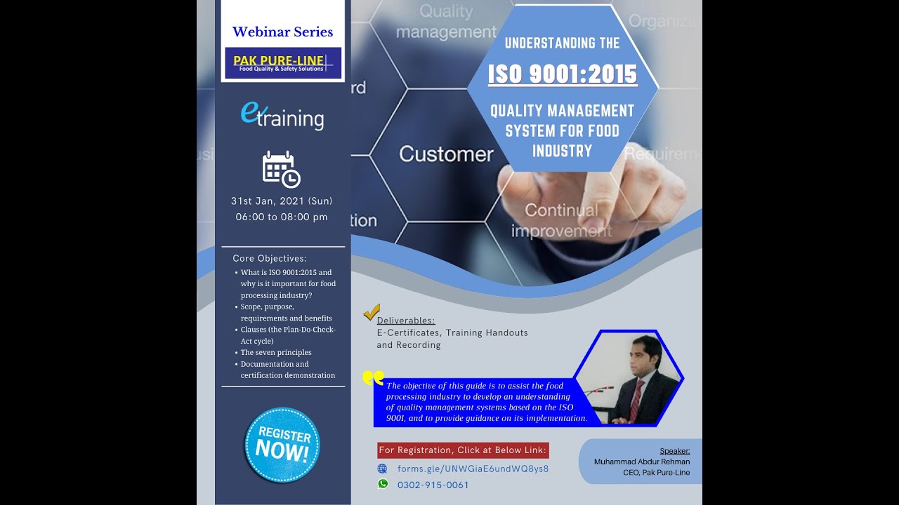 E-Training | Understanding the ISO 9001:2015 Quality Management System for Food Industry