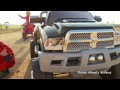 Tug-of-War Battle 1 - Kid Trax Dodge Ram vs Power Wheels Ford F150