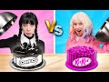 Pink vs Black Food Challenge || Enid vs Wednesday! Amazing Food Hacks by Gotcha! Hacks