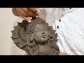 How to make maa durga face with clay  mitti se maa durga ki murti kaise banaye