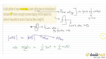 A solid cylinder of mass m and radius r starts rolling down an inclined plane of inclination `th...