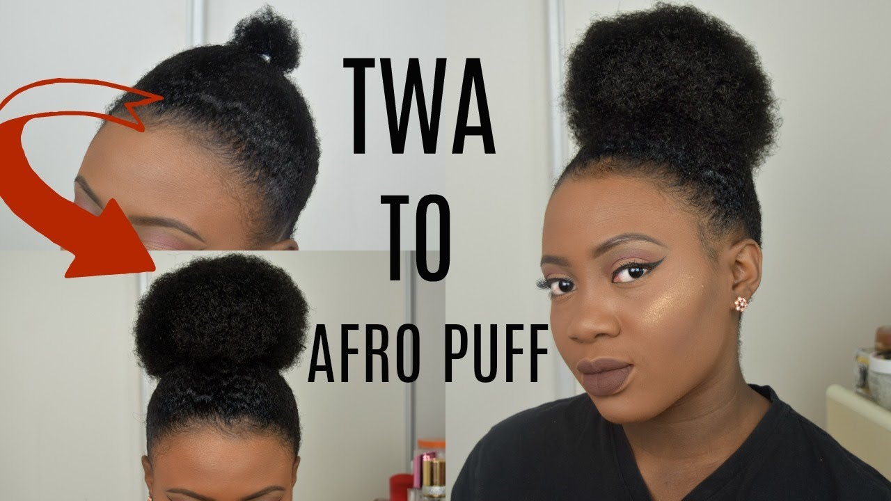 Image of TWA two puffs hairstyle for short black hair