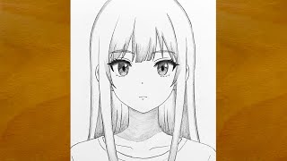 Anime Girl Drawing || How to Draw a Cute Anime Girl Face || Easy Anime Sketch