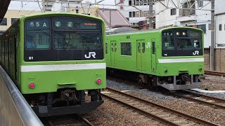 ［4連快速と離合］201系ND606編成　普通王寺行き　柏原駅発車