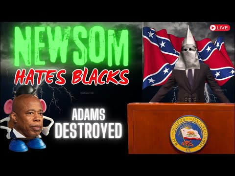 Black Protestors Destroy Eric Adams Indictment Speech as Newsom Shows His Hatred for Black Americans