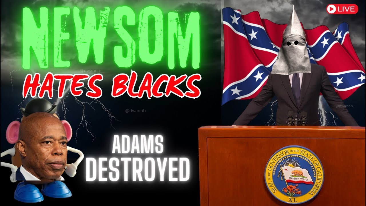 Black Protestors Destroy Eric Adams Indictment Speech as Newsom Shows His Hatred for Black Americans