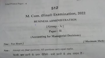 accounting for managerial decisions question paper 2022 || mdinstitute || question paper  #mcompaper